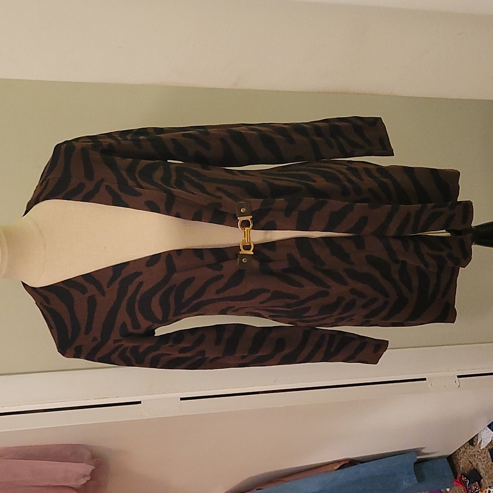 Charter Club Black & Brown Zepra Print Sweater